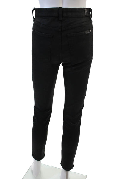 7 For All Mankind Womens Zip Button Sleek Skinny Leg Pants Black Size EUR 28