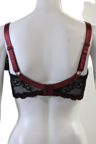 Huit Lingerie Womens Floral Lace Cup Bow Detail Underwired Bra Black Size 34E