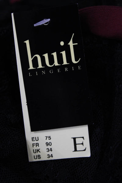 Huit Lingerie Womens Floral Lace Cup Bow Detail Underwired Bra Black Size 34E