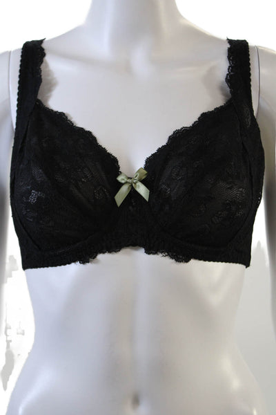 Fayreform Womens Lace Up Detail Bow Accent Underwire Bra Black Size 34E