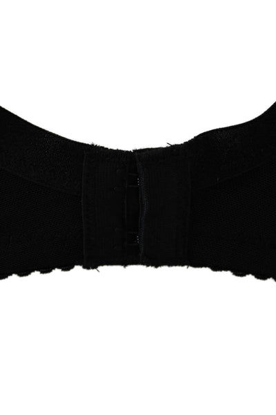 Fayreform Womens Embroidered Scalloped Lace Rose Accent Bra Black Size 34E
