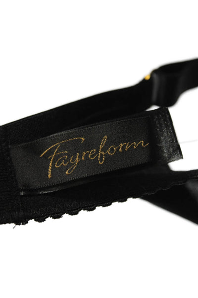 Fayreform Womens Embroidered Scalloped Lace Rose Accent Bra Black Size 34E