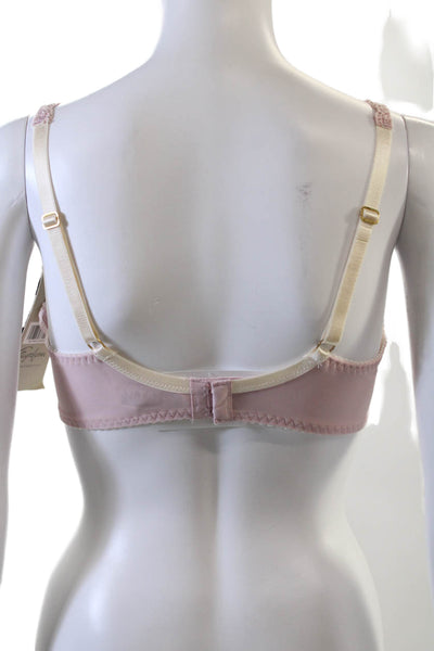 Fayreform Womens Embroidered Sheer Cup Bow Accent Underwire Bra Pink Size 36E