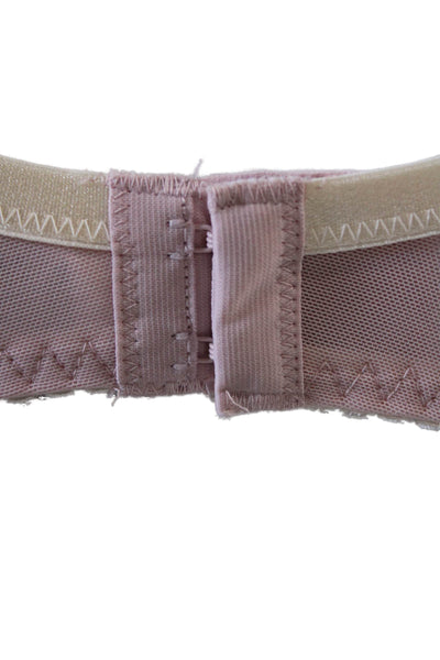 Fayreform Womens Embroidered Sheer Cup Bow Accent Underwire Bra Pink Size 36E