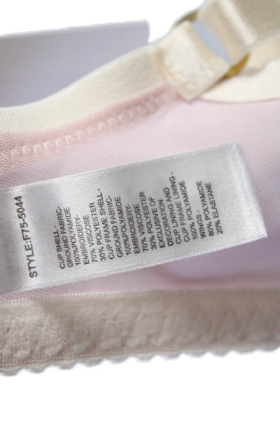 Fayreform Womens Embroidered Sheer Cup Bow Accent Underwire Bra Pink Size 36E