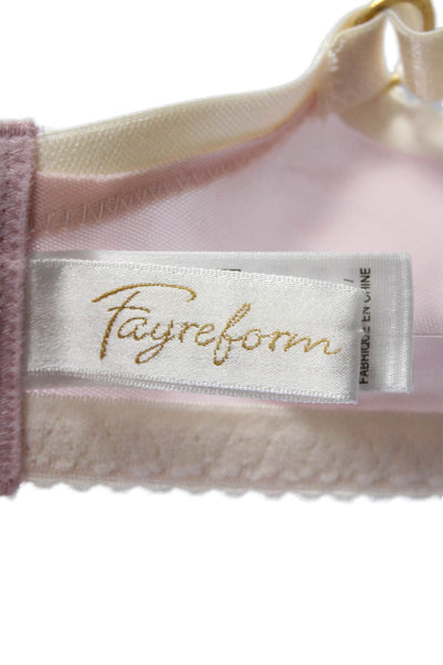 Fayreform Womens Embroidered Sheer Cup Bow Accent Underwire Bra Pink Size 36E