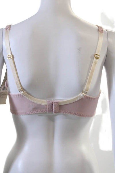 Fayreform Womens Embroidered Sheer Cup Bow Accent Bra Blush Pink Size 34E