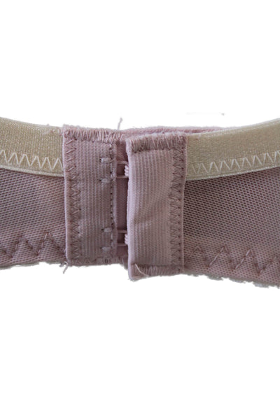 Fayreform Womens Embroidered Sheer Cup Bow Accent Bra Blush Pink Size 34E