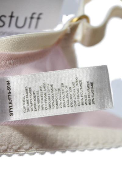 Fayreform Womens Embroidered Sheer Cup Bow Accent Bra Blush Pink Size 34E