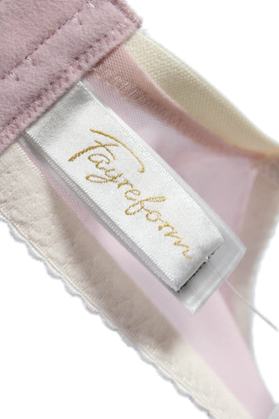 Fayreform Womens Embroidered Sheer Cup Bow Accent Bra Blush Pink Size 34E