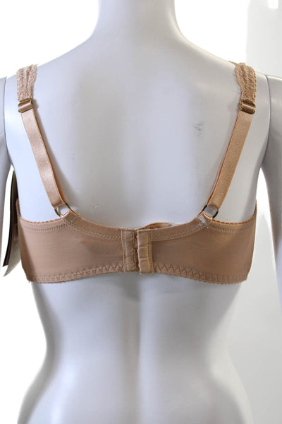 Fayreform Womens Floral Lace Cup Flower Accent Underwire Bra Beige Size 34E
