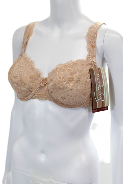 Fayreform Womens Floral Lace Scalloped Lace Underwired Bra Beige Size 36D