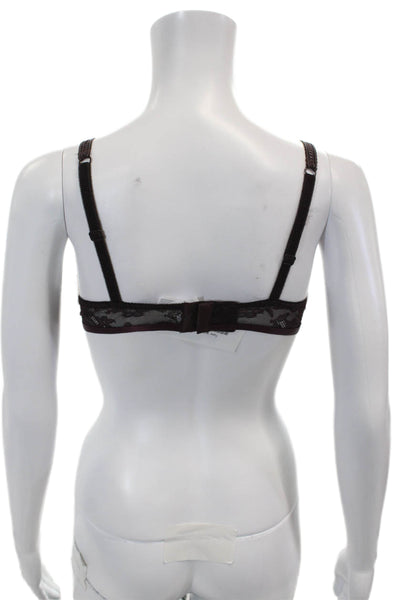 Lou Womens Sheer Floral Embroidered Cup Detail Underwired Bra Black Size 34D