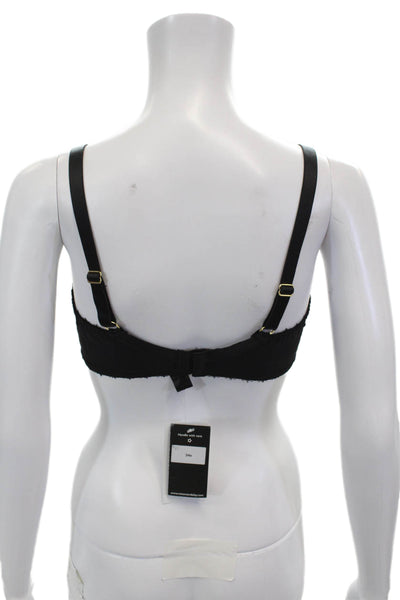 Miss Mandalay Womens Bow Accented Sheer Lace Cup Underwire Bra Black Size 34E