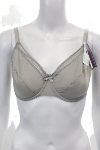 Princess Tam Tam Womens Lace Trim Detail Underwire Bra Light Gray Size 34E
