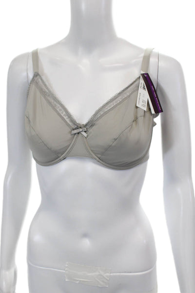 Princess Tam Tam Womens Lace Trim Detail Underwire Bra Light Gray Size 34E