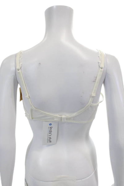 Simone Perele Womens Scalloped Lace Detail Sheer Underwire Bra White Size 34E