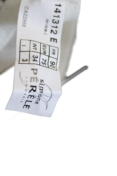 Simone Perele Womens Scalloped Lace Detail Sheer Underwire Bra White Size 34E