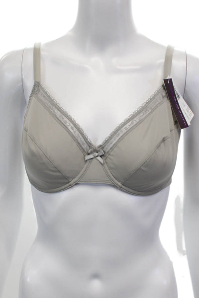 Princesse Tam Tam Womens Lace Trim Detail Bow Accent Underwire Bra Gray Size 34D