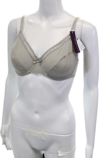 Princesse Tam Tam Womens Lace Trim Detail Bow Accent Underwire Bra Gray Size 34D
