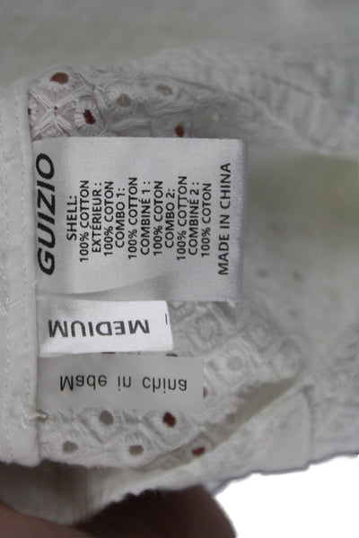 Guizio Women's Button Closure Eyelet Cargo Micro Mini Skirt White Size M