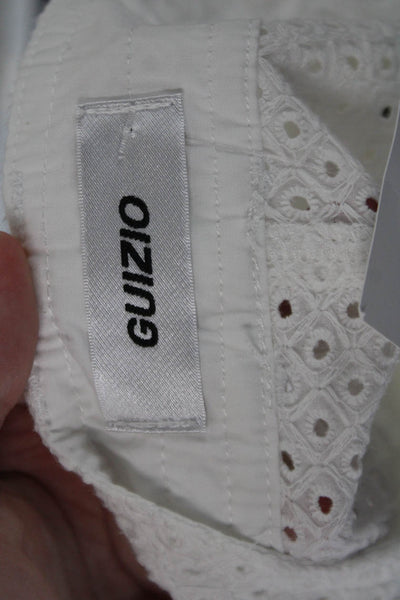 Guizio Women's Button Closure Eyelet Cargo Micro Mini Skirt White Size M