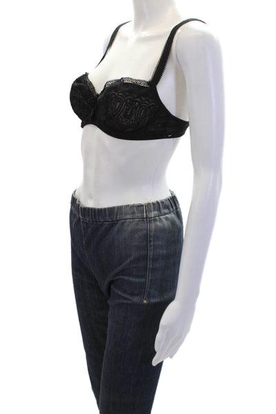 Masquerade Womens Sheer Underwired Adjustable Balconette Bra Black Size 32D