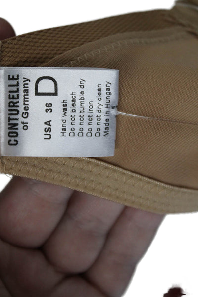 Conturelle Womens Embroidered Sheer Panel Wireless Bralette Beige Size 36D