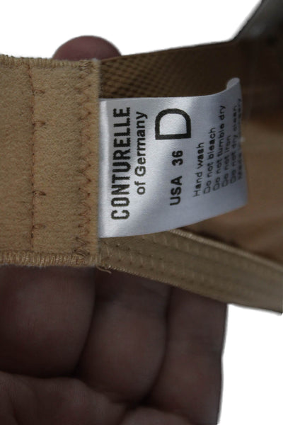Conturelle Womens Embroidered Sheer Panel Wireless Bralette Beige Size 36D