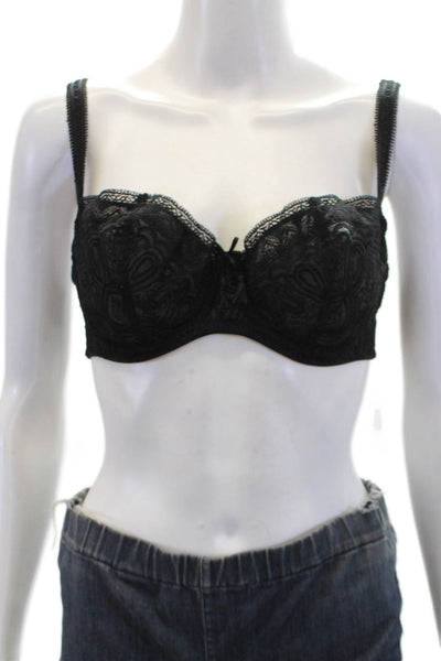 Masquerade Lingerie Womens Tasseled Bow Accent Sheer Cup Bra Black Size 34DD