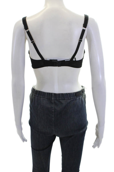 Masquerade Lingerie Womens Tasseled Bow Accent Sheer Cup Bra Black Size 34DD