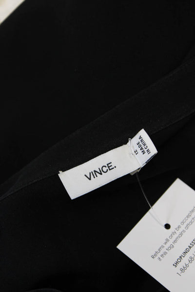 Vince Womens Silk V-Neck Quarter Button Down Lightweight Top Black Size 12
