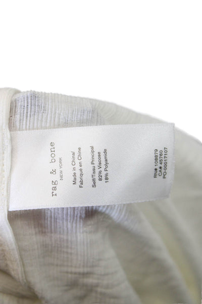 Rag & Bone Womens Sheer Mock Neck Button Down Lightweight Blouse Beige Size M