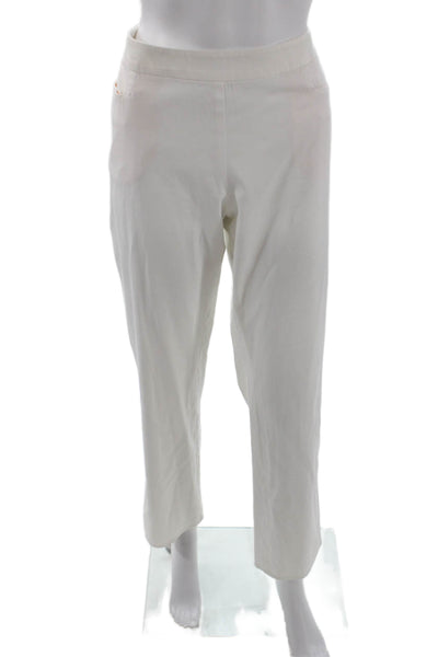 Akris Womens Tailored Slim Fit Straight Leg Trouser Pants White Size 12