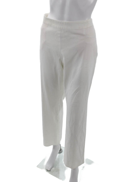 Akris Womens Tailored Slim Fit Straight Leg Trouser Pants White Size 12