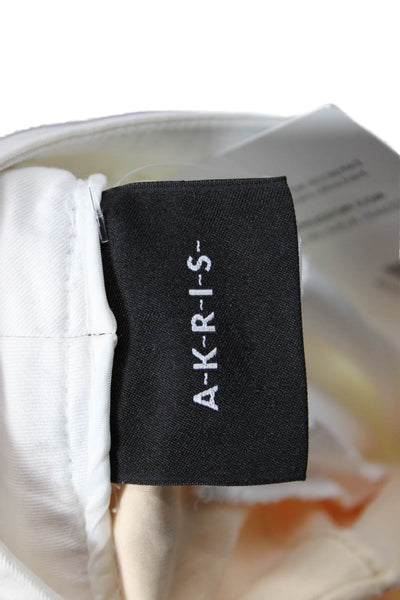 Akris Womens Tailored Slim Fit Straight Leg Trouser Pants White Size 12