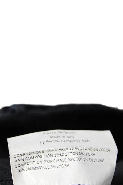 Piazza Sempione Womens Cotton Tailored Straight Leg Trouser Pants Blue Size 48