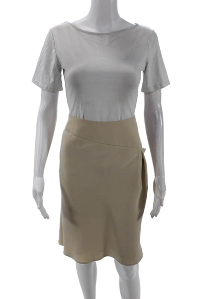 Giorgio Armani Womens Tailored Straight Zip Up Pencil Skirt Beige Size 42
