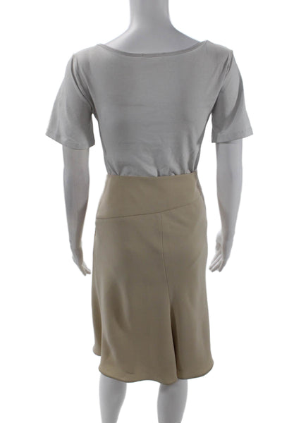 Giorgio Armani Womens Tailored Straight Zip Up Pencil Skirt Beige Size 42