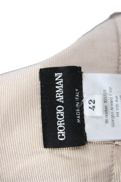 Giorgio Armani Womens Tailored Straight Zip Up Pencil Skirt Beige Size 42