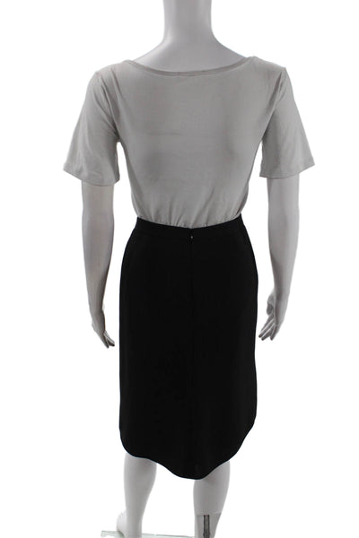 Giorgio Armani Womens Polka Dot Print Tailored Pencil Skirt Black Size 44