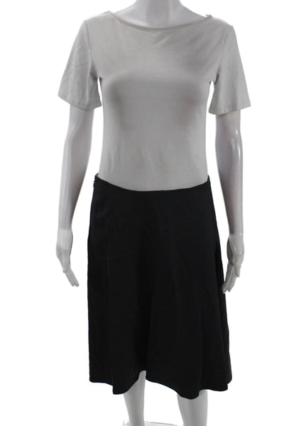 Max Mara Womens Pleated Tailored Pencil Midi Zip Up Skirt Gray Size 10