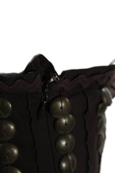 Tory Burch Womens Cotton Pleated Embellished Waist Boho Skirt Brown Size 10