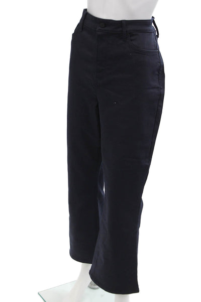 NYDJ Women's Button Closure Five Pocket Straight Leg Pants Navy Blue Size 14