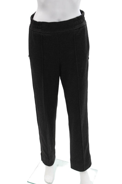 Me + Em Womens Elastic Waistband Pleated Houndstooth Pants Gray Cotton Size 4