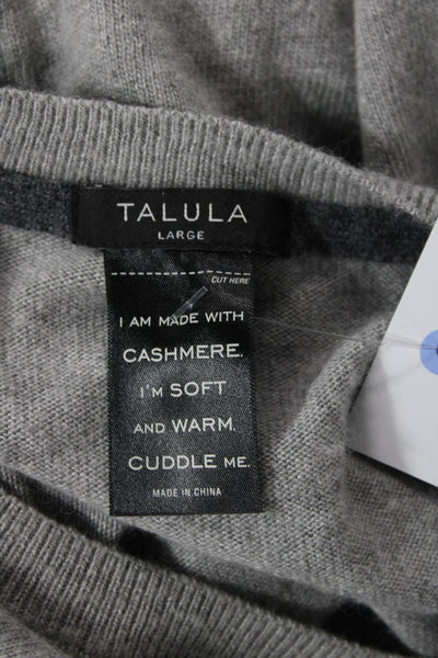 Talula Womens Cashmere Long Sleeve Round Neck Knit Sweater Gray Size L