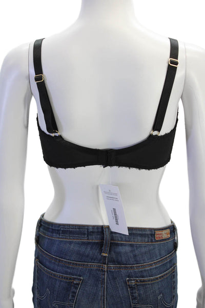 Miss Mandalay Womens Sheer Cup Detail Bow Accent Underwire Bra Black Size 34F