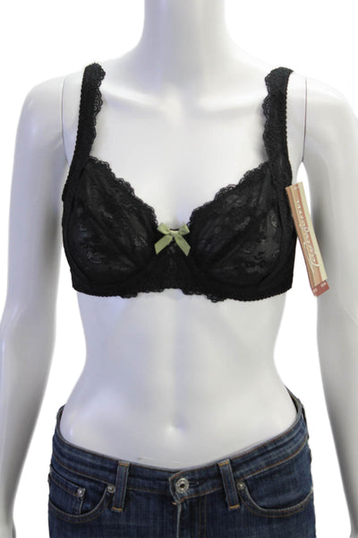 Fayreform Womens Sheer Laced Detail Bow Accent Underwire Bra Black Size 34D