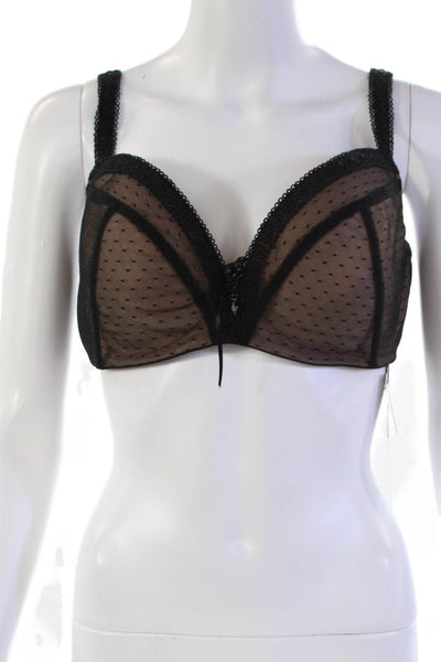 Masquerade Womens Spotted Lace Detail Adjustable Coquette Bra Black Size 38E