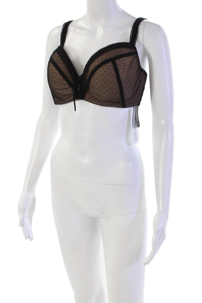 Masquerade Womens Spotted Lace Detail Adjustable Coquette Bra Black Size 38E